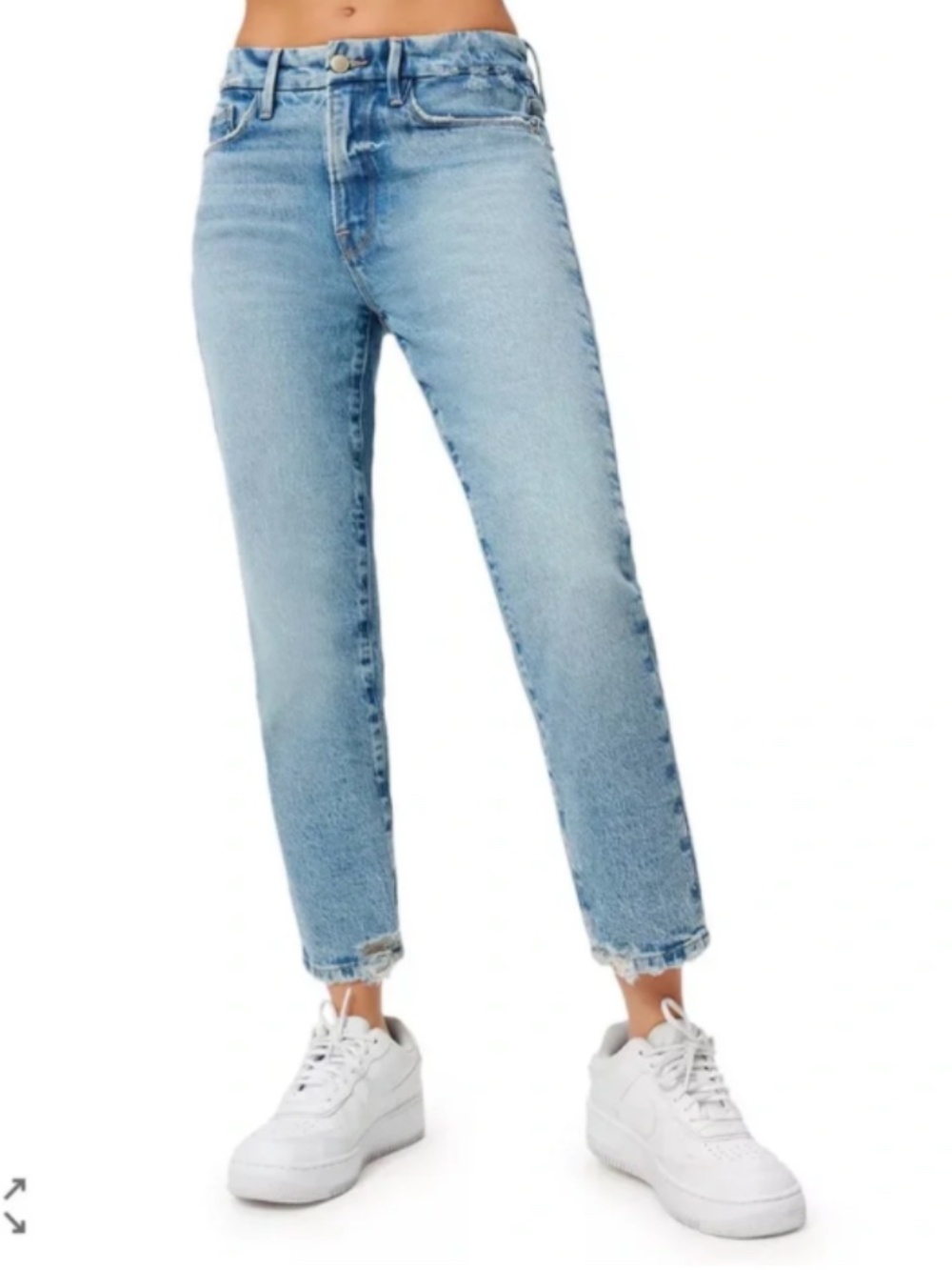 Good American Good Girlfriend High-Rise Cropped 29 Jeans Light Blue Wash